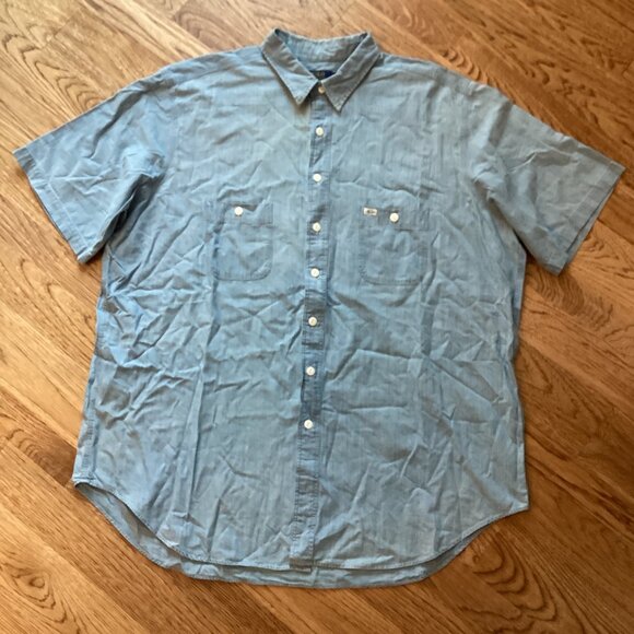 POLO RALPH LAUREN SHORT SLEEVE CHAMBRAY BUTTON DOWN SHIRT 2XLT PREPPY CASUAL - Picture 1 of 3